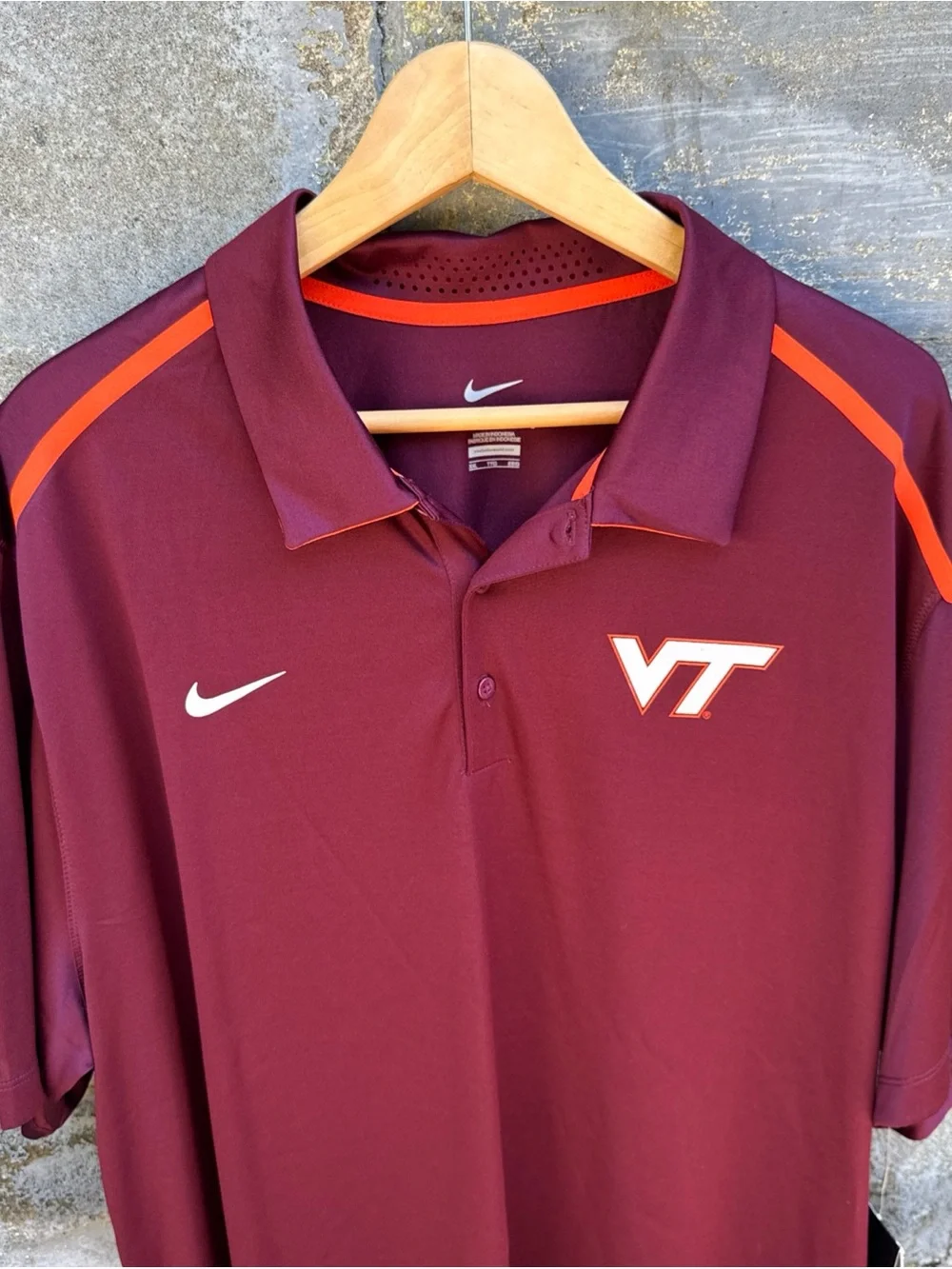 Virginia Tech Hokies Shirt Mens XXL Maroon NCAA Football Nike Dri Fit Polo New